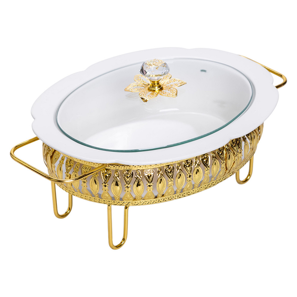 Yiwu Настільна мармітниця 32×23×14 (см) порцелянова 1.2 (л) на металевій підставці HP-26-8 Киев - изображение 1