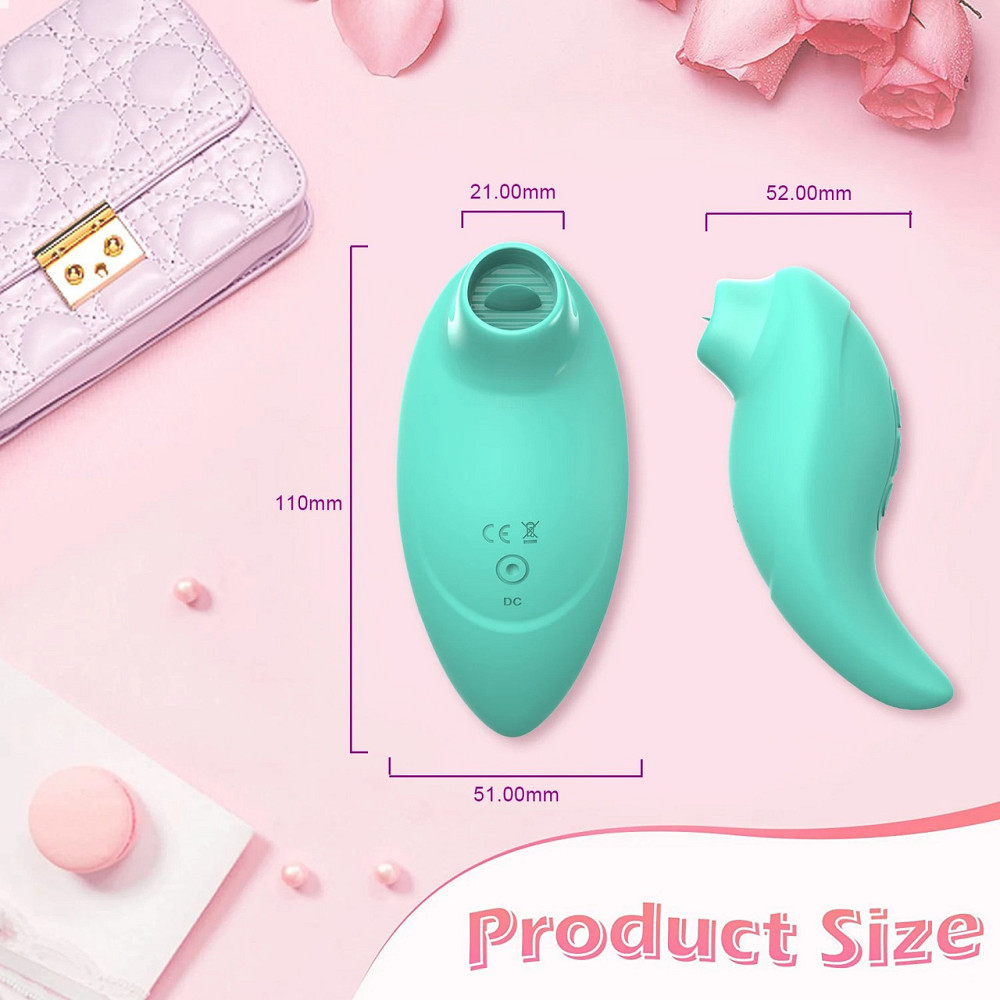 Вибратор с клиторальным стимулятором с язычком Every Night Toys Jen, зелёный, 10 режимов вибрации Sex Aura Киев - изображение 8