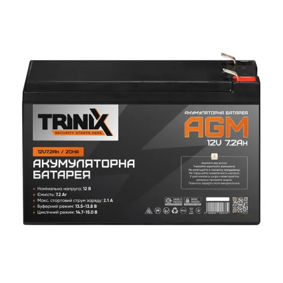 Trinix 12V7.2Ah/20Hr AGM Акумуляторна батарея 12В 7.2Аг свинцево-кислотна (44-00045) Київ