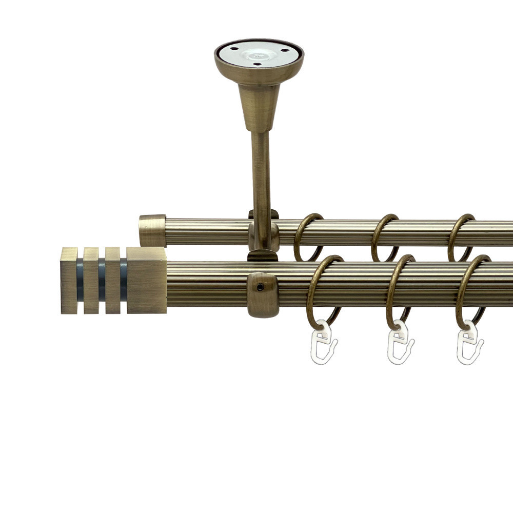 Карниз Orvit Акорда металевий дворядний відкритий до стелі рифлена труба кільце металеве Антик 25\16 мм 160 см (00-00025696) Львів - фото 1