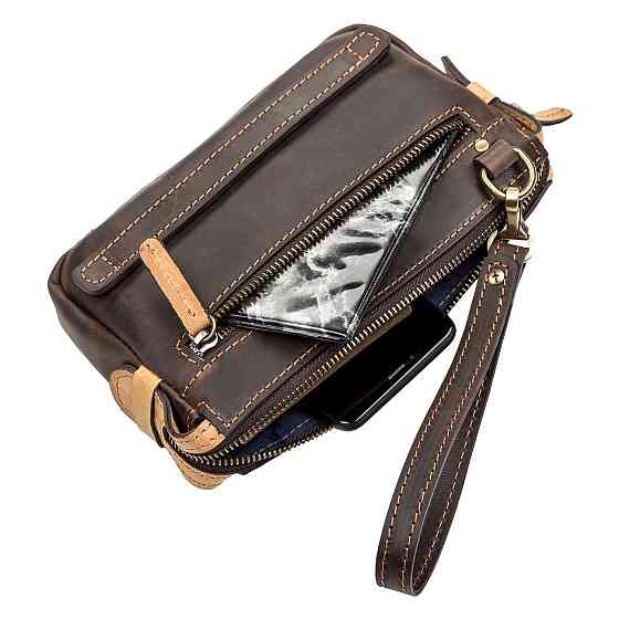 Мужской клатч SHVIGEL 11086 кожаный Коричневый Киев