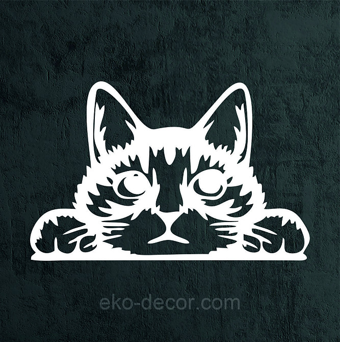 Декоративное настенное 3D Панно «Кот» Декор на стену с объемом (цена за 1 шт) 90*58 см, Белый Киев - изображение 6