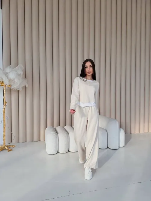 Жіночий костюм 2-ка з двунитки бежевий чорний Одеса - фото 19