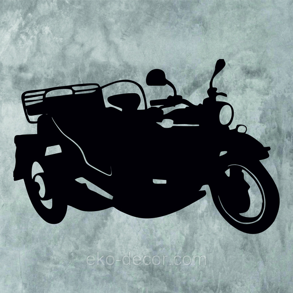 Декоративное настенное Панно «Мотоцыкл с коляской» Декор на стену 90*59 см, Черный Киев - изображение 8