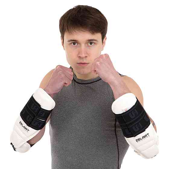 Защита предплечья и локтя для тхэквондо Zelart BO-0396 размер S-M белый Защита для боевых искусств Киев