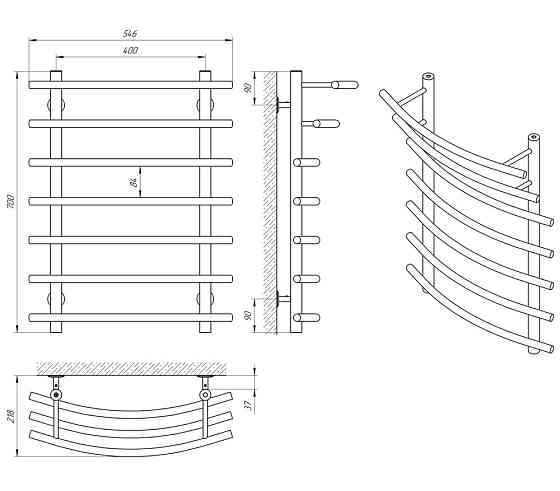 Водяна сушарка для рушників Laris Каскад П7 400x700 Київ