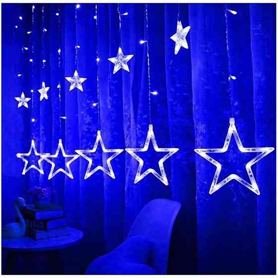 Гірлянда штора "Зірки" ZABI-8 USB 120 L, 3*1 м, USB+батарейка, синя Вінниця