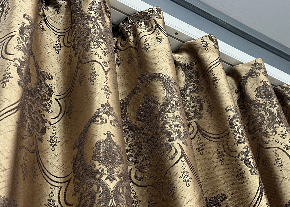 Шторна тканина парча колір бежевий з венге 1775ш Київ - фото 5