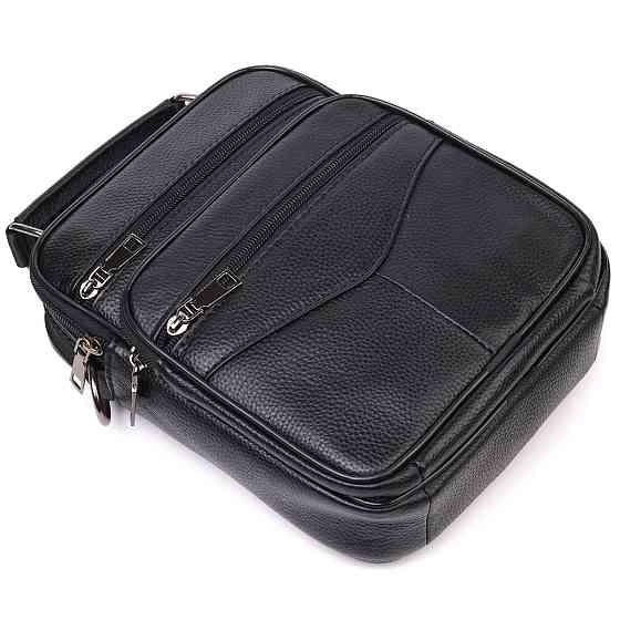 Містка чоловіча сумка шкіряна 21271 Vintage Чорна Київ