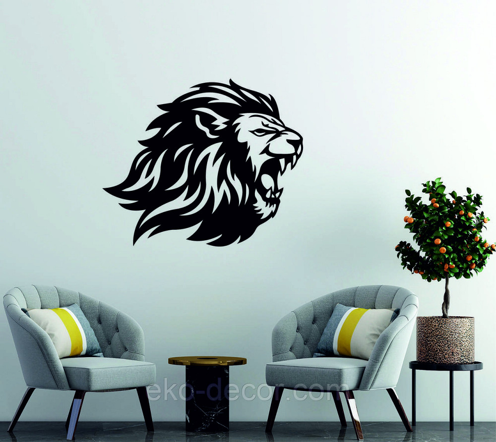 Настенный декор Панно  «Лев»  Декор на стену 70*60 см, Черный Киев - изображение 3