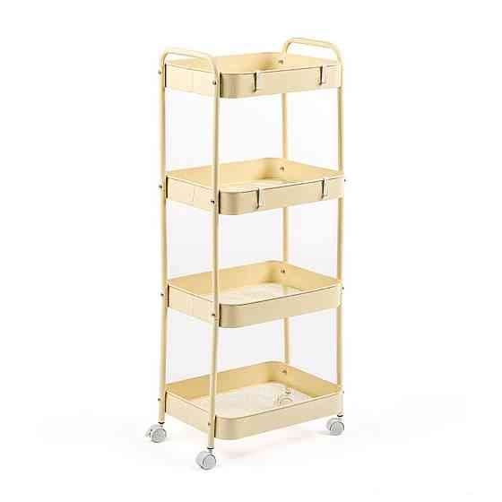 Етажерка мобільна чотириярусна універсальна з металу 45х30х103см Кремова SW-00002114 Київ