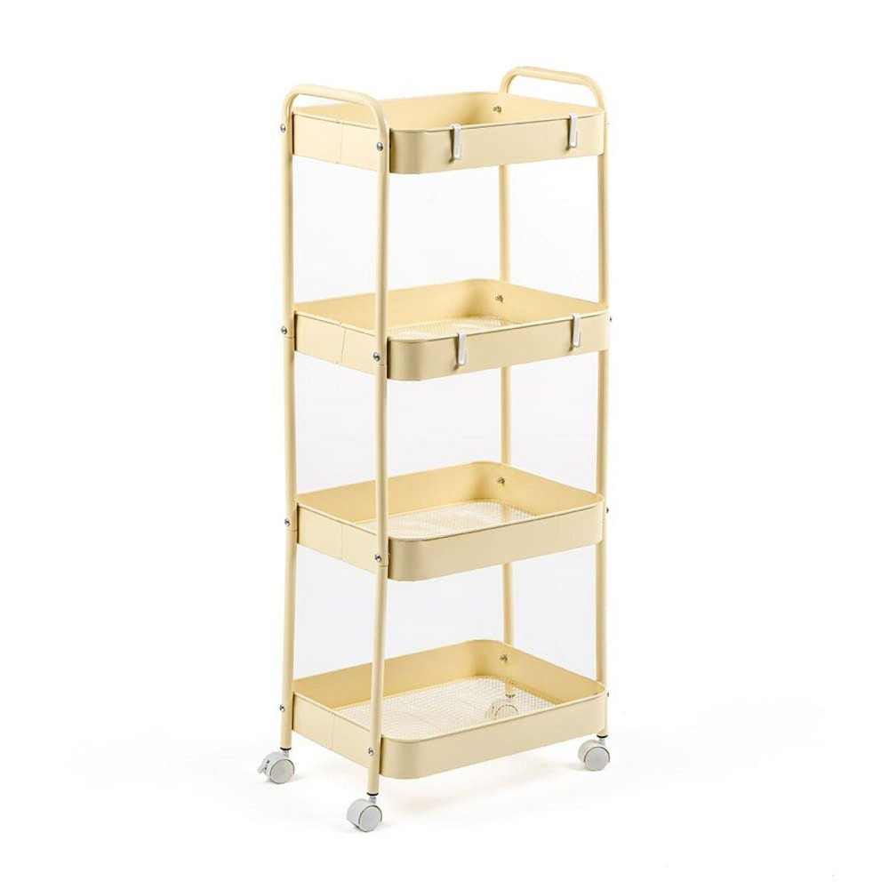 Етажерка мобільна чотириярусна універсальна з металу 45х30х103см Кремова SW-00002114 Київ - фото 1
