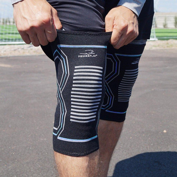 Наколінники спортивні PowerPlay PP-4099 Knee Support Чорно/Сині S/M (пара) Кам'янське - фото 2