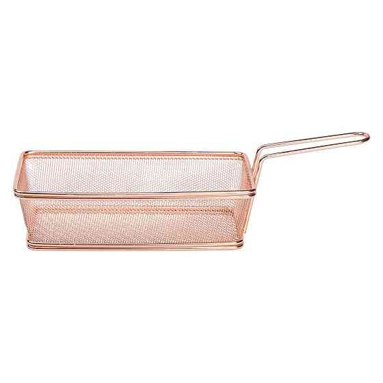 Zhongjing Кошик сервірувальний 21×11.5×5.5 см для подачі картоплі фрі та снеків з ручкою Рожеви Коломия