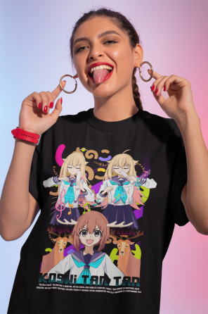 Футболка з аніме принтом Схіканоко Ноконоко Косхітантан Аніме оверсайз (S/M/L) Чорний AnimeJ0765 Дніпро