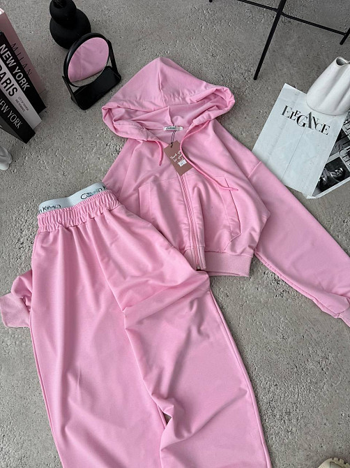 Жіночий прогулянковий костюм-двійка: кофта на блискавці та штани двонитка люкс + турецька рибана Барбі, 42/44 Одеса - фото 2