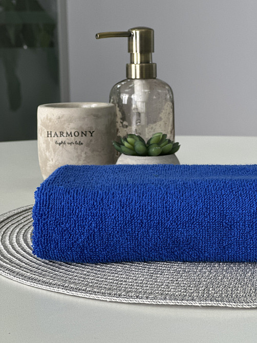 Рушник однотонний Ideal Textile 50х90 см 400 г/м2 синій (56860922) Чернівці - фото 8