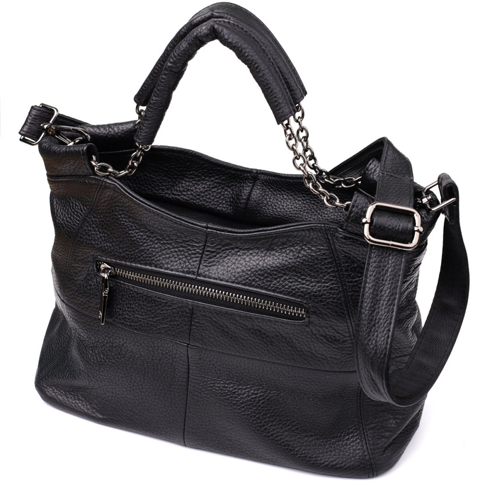 Удобная повседневная сумка из натуральной кожи для женщин Vintage 22992 Черный Киев - изображение 2