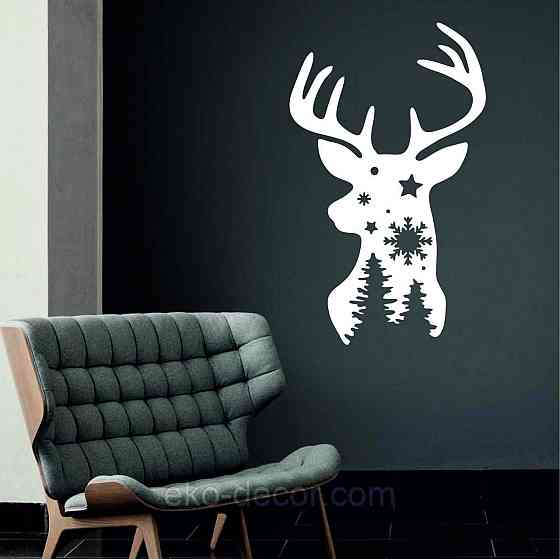 Декоративное настенное Панно «Олень», Декор на стену 50*30 см, Белый Киев