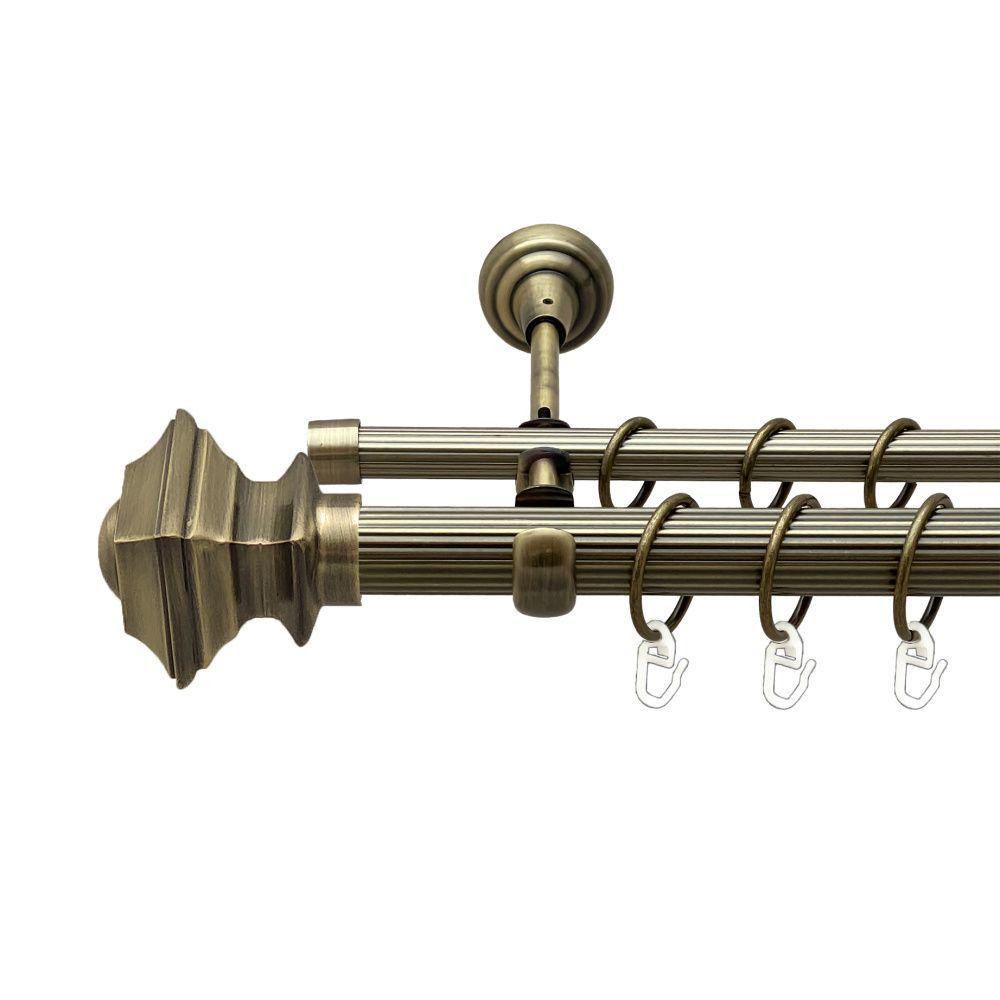 Карниз Orvit Борджеза металевий дворядний відкритий рифлена труба кільце металеве Антик 25\16 мм 200 см (00-00017962) Львів - фото 1