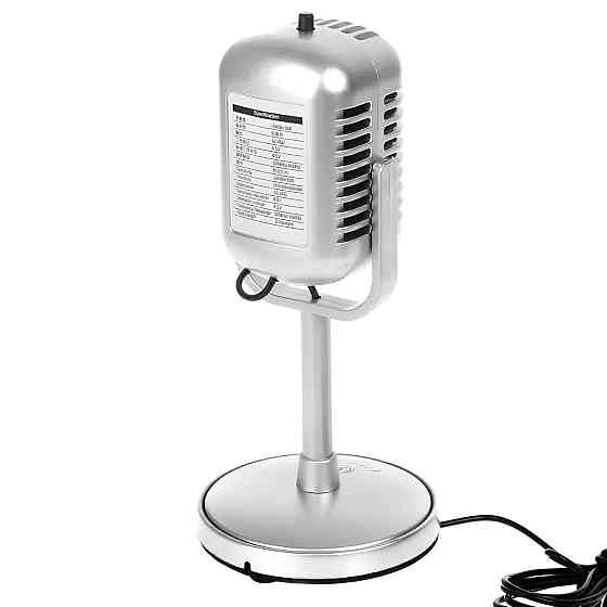 Ретро-мікрофон для стримів і подкастів RESTEQ — всеспрямований мікрофон з вимикачем, стильний сріблястий дизайн Київ