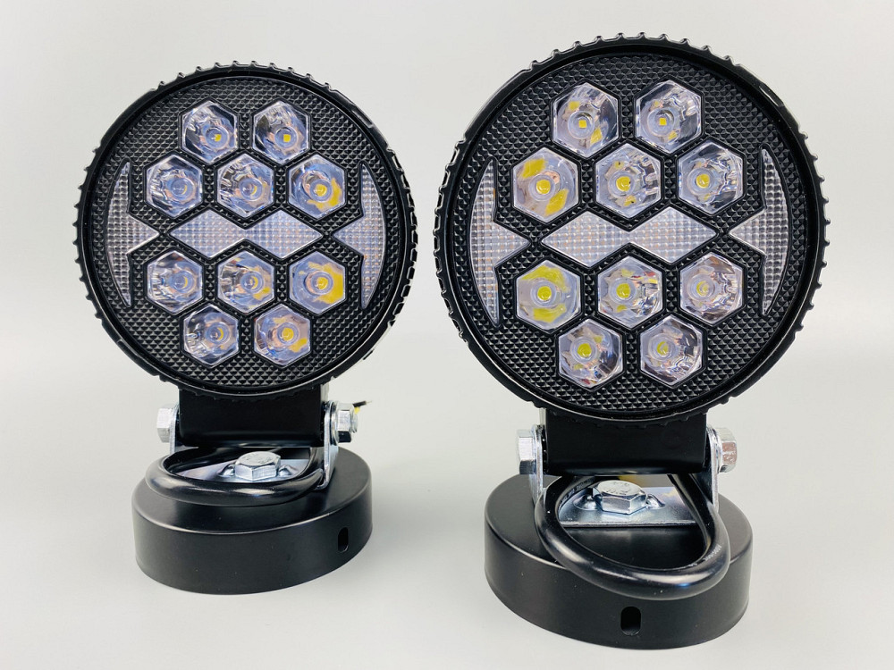 Фара LED кругла 14led chip 9-80V алюмінієвий корпус, кріплення, повітряний клапан Мукачево - фото 1