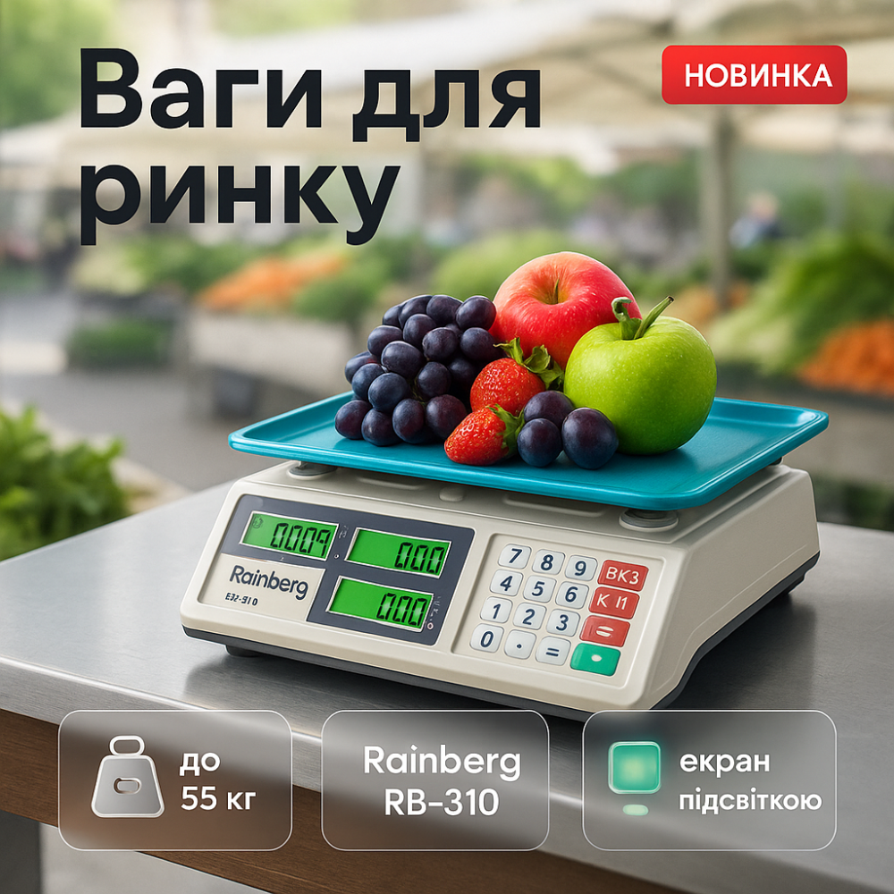 Ваги торговельні електронні Rainberg RB-310 до 55 кг з лічильником ціни JV-55 Львів - фото 11
