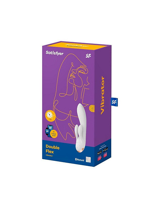 Смарт вібратор-кролик із подвійним відростком Satisfyer Double Flex White Sex Aura Київ - фото 4