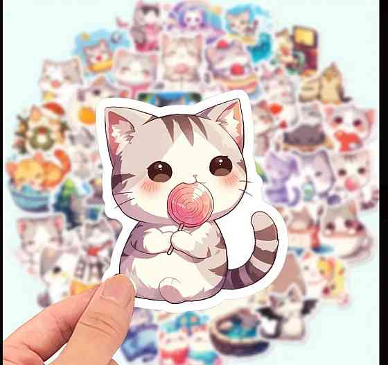 Набор милых наклеек с котами, 50 шт Киев