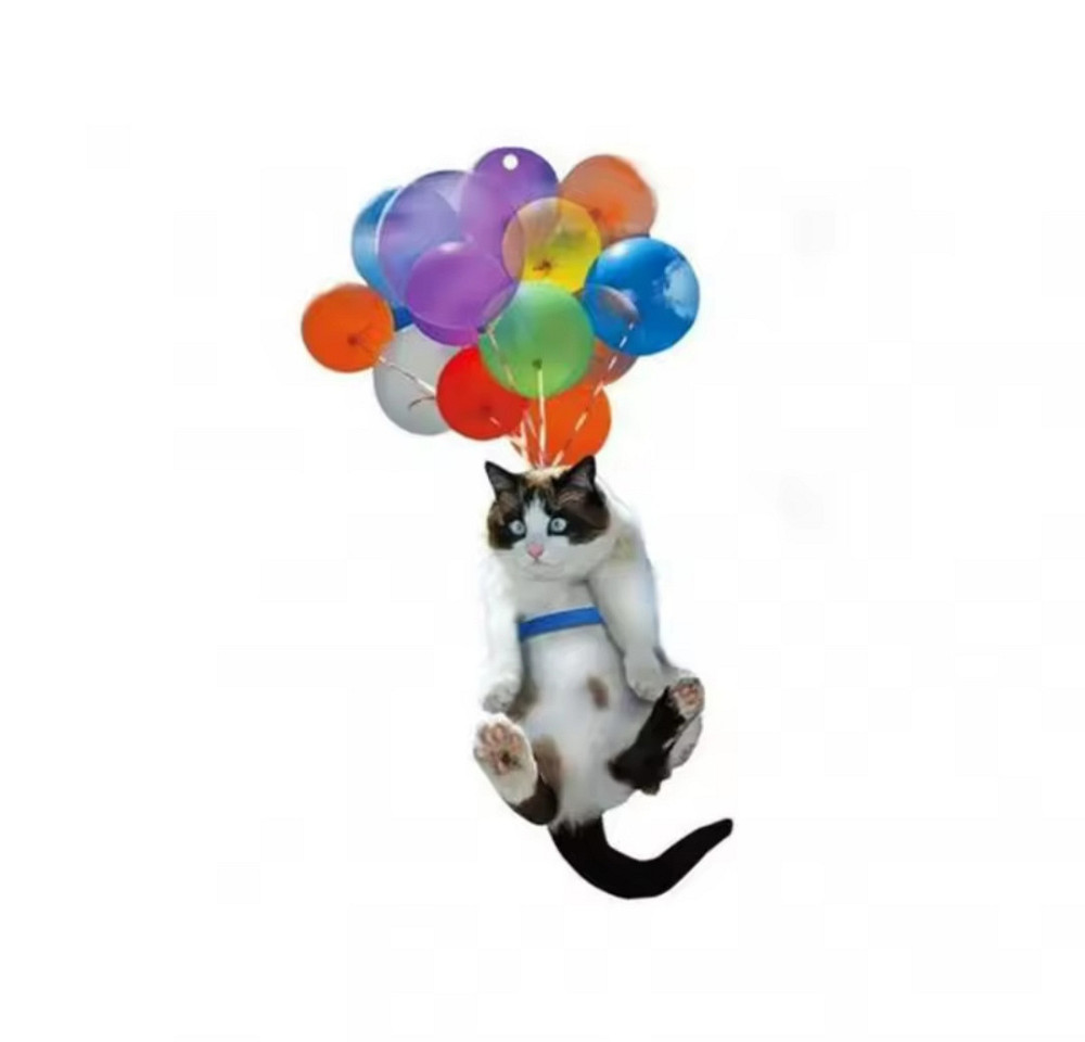 Подвеска в автомобиль на зеркало заднего вида котик на воздушных шарах 10 см разноцветный Киев - изображение 2