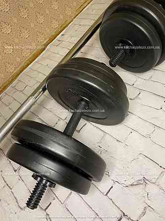 Штанга набірна + гантелі на 110 кг Гантелі, гирі, штанги та диски ударостійкий пластик Київ