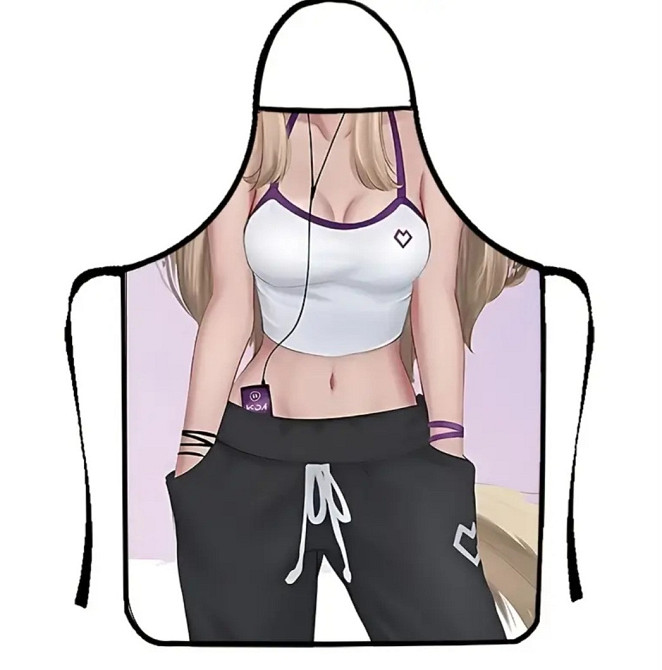 Фартух з приколом для жінок дівчинка з плеєром 80 на 60 см різнобарвний Київ - фото 2