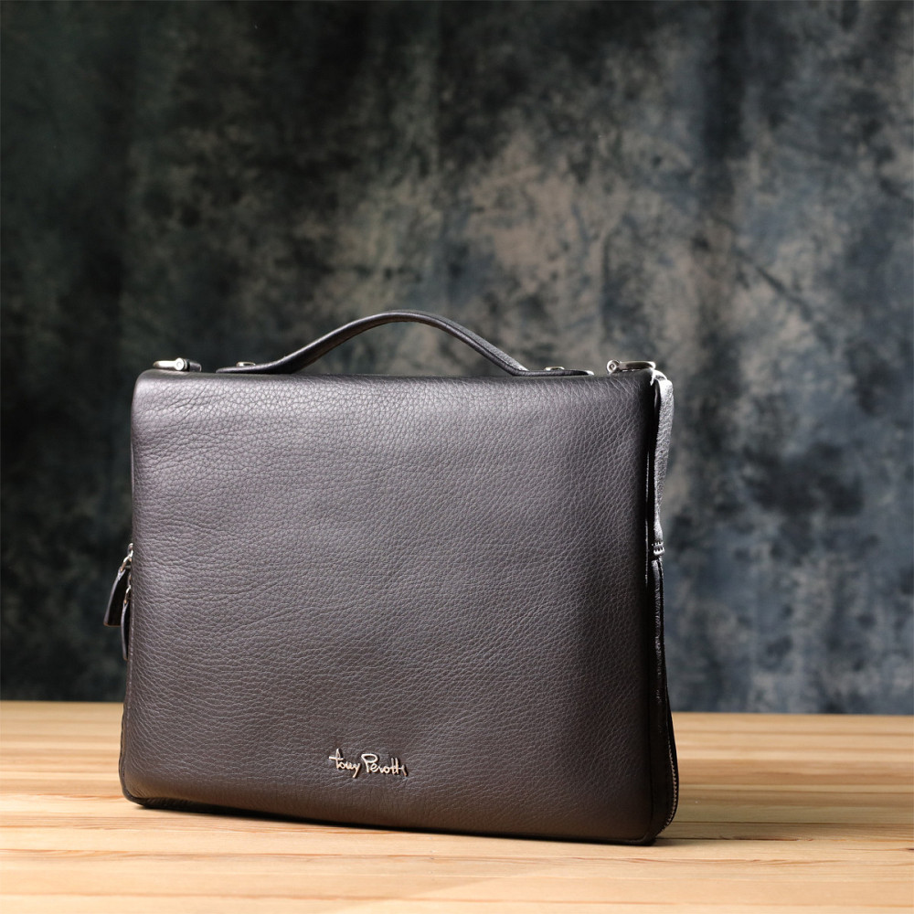 Мужская сумка для планшета из мягкой натуральной кожи Tony Perotti 20846_1 (9594-28) nero Черный Киев - изображение 3