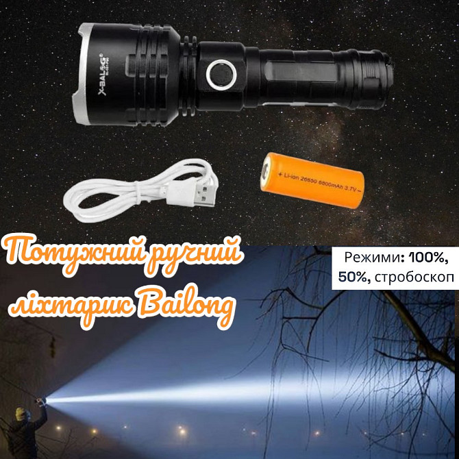 Сверхмощний акумуляторний ліхтар BL-531-P90, ударостійкий, P90 світлодіод, 3 режими, акумулятор 2665 Київ - фото 1