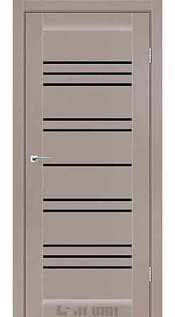 Двері міжкімнатні Дарумі Версаль сірий краст скло чорне Київ