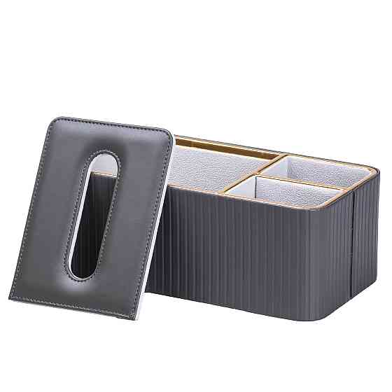 Салфетница на стол из эко-кожи с двумя отделениями 27 х 13.5 х 10 см Серый HPDY9291G Киев