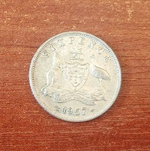 Австралия 6 пенсов 1957 Серебро Полтава - изображение 1