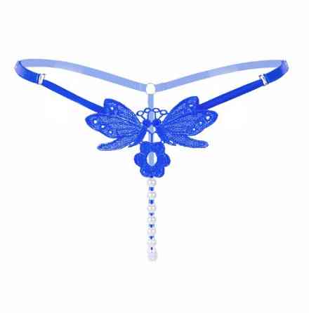 Стрінги з перлами еротичні жіночі універсальний синій Київ