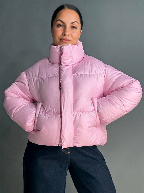 Куртка женская Haiziyuan 8606 короткая пуффер с воротником розовая, розовый, XL Киев - изображение 16