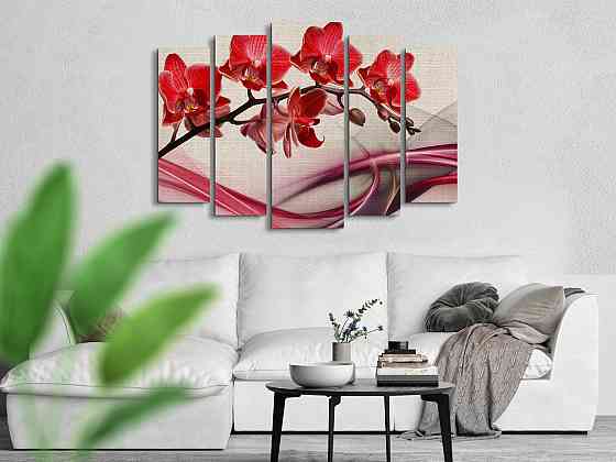Модульна картина у вітальню / спальню Абстракція Орхідеї Art-419_5 ( 80х118см ) Київ