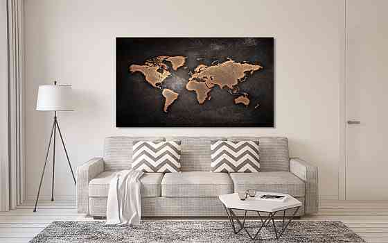 Картина холст в гостиную / спальню   Мапа світу    MLP_333 50x100 см Киев