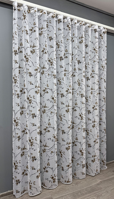 Тюль батист "Flora" колір білий з коричнево-чорним принтом 1326т Київ - фото 3