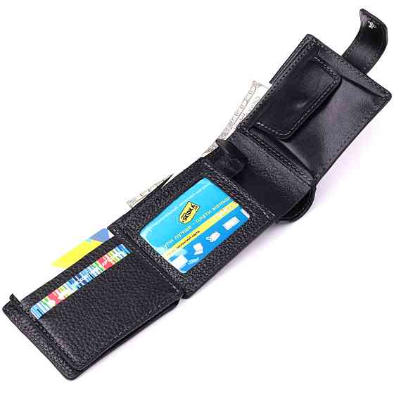 Стильное портмоне из люксовой зернистой кожи флотар GRANDE PELLE 22875 Черный Киев