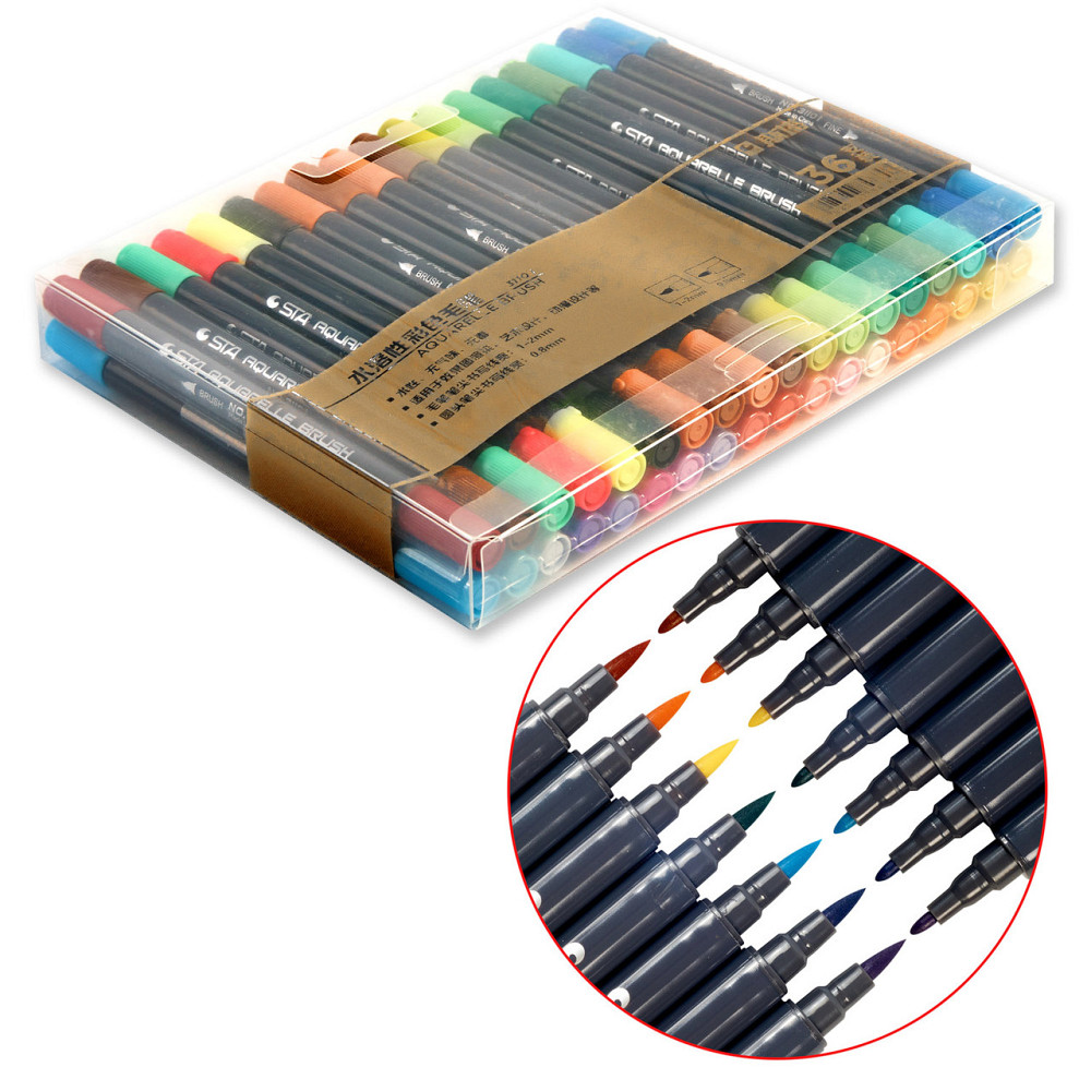 Набор акварельных маркеров двусторонних STA 12 шт. на водной основе.Акварельные маркеры 12 цветов Каменец-Подольский - изображение 4