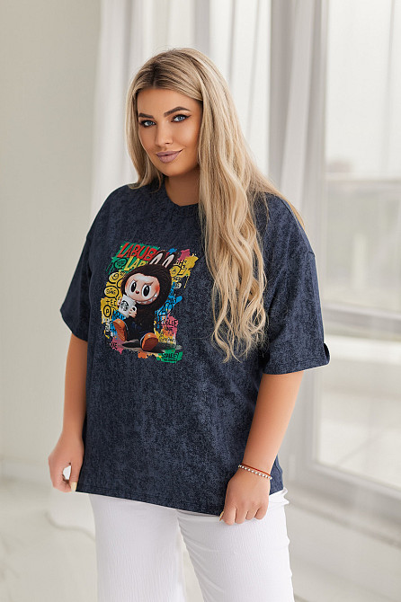 Бавовняна жіноча футболка тай-дай Labubu Graffiti Київ - фото 9