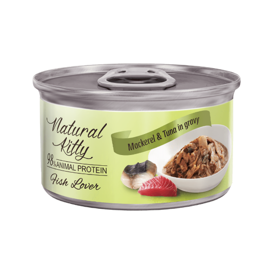Вологий корм Natural Kitty Meat Lover Mackerel And Tuna In Gravy додатковий корм для котів тунець з скумбрією у соусі, 70 г Київ