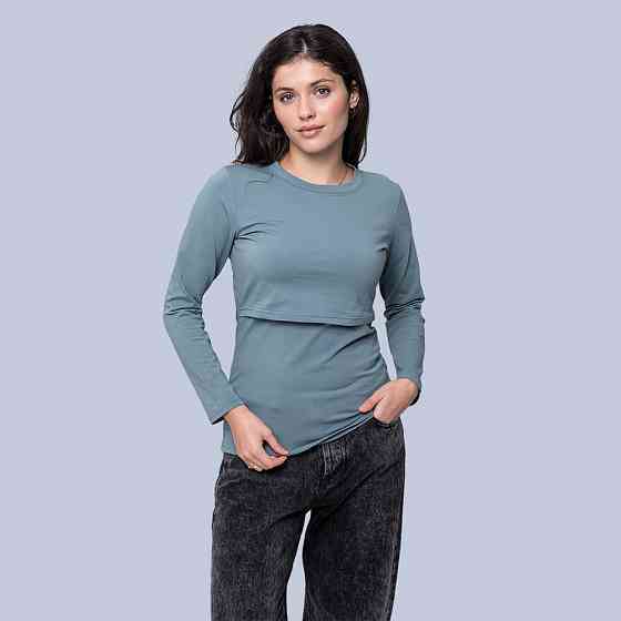 Лонгслів для вагітних та годуючих Блакитний Київ