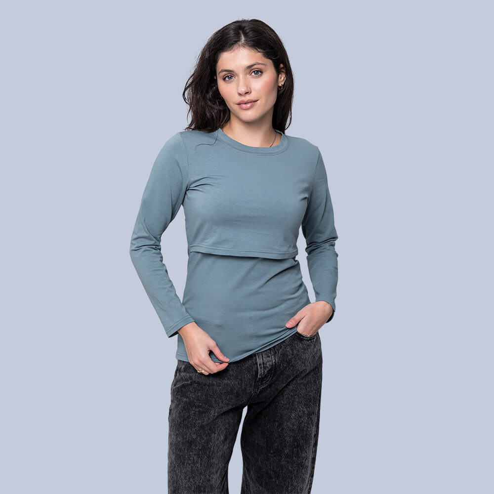 Лонгслів для вагітних та годуючих Блакитний Київ - фото 3