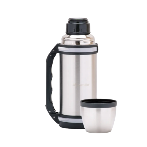 Термос 1500мл з ручкою та ремінцем нержавіюча сталь сірий KAMILLE 2091 Житомир - фото 6