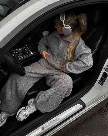 Женский стильный теплый костюм двойка из барашка Графит Одесса